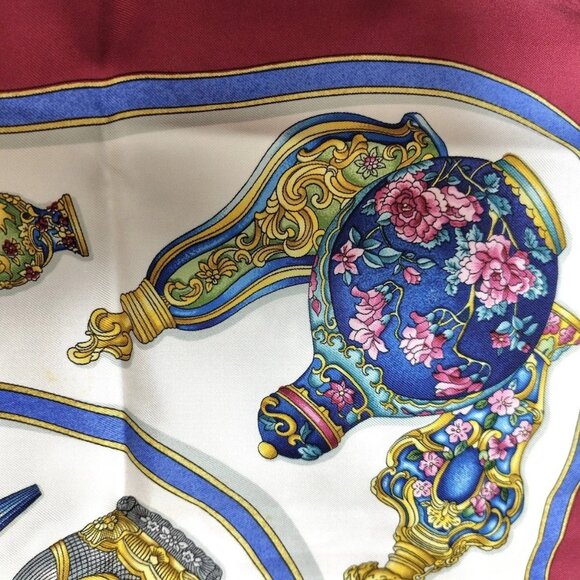 Auth HERMES Carre 90 - Cream Red Multi Silk Scarf - Picture 4 of 10